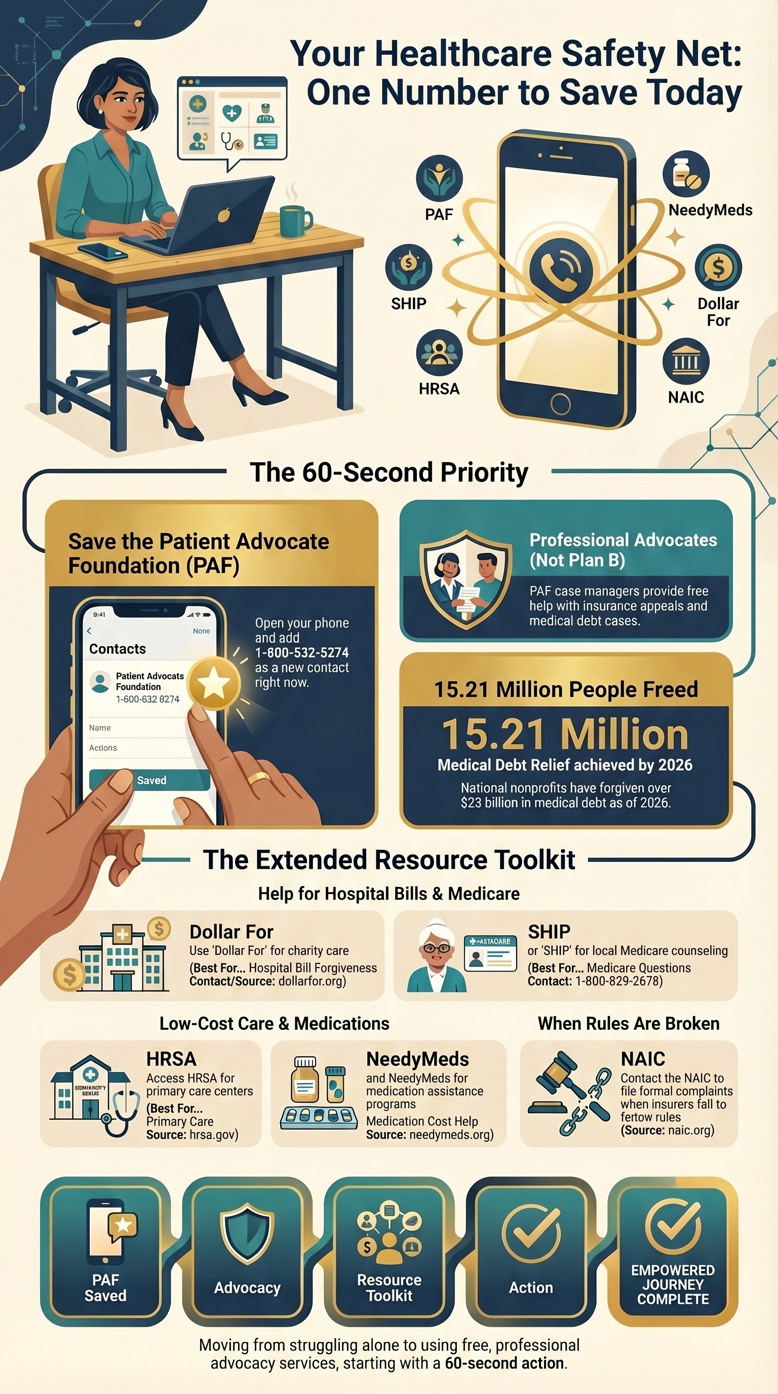 Infographic showing the one number to call for every type of insurance issue: state insurance commissioner, patient advocate, external review board